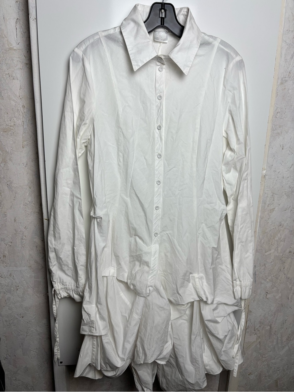 Luna LUz white button front asymmetrical dress sz M